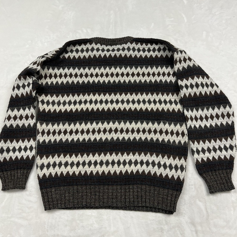 St. John's Bay Sweater Mens Large Brown Geometric Diamond Knit Crewneck Pullover - Picture 4 of 6